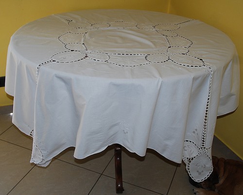 Tovaglia 160x160 ricamo a - tovaglia,
